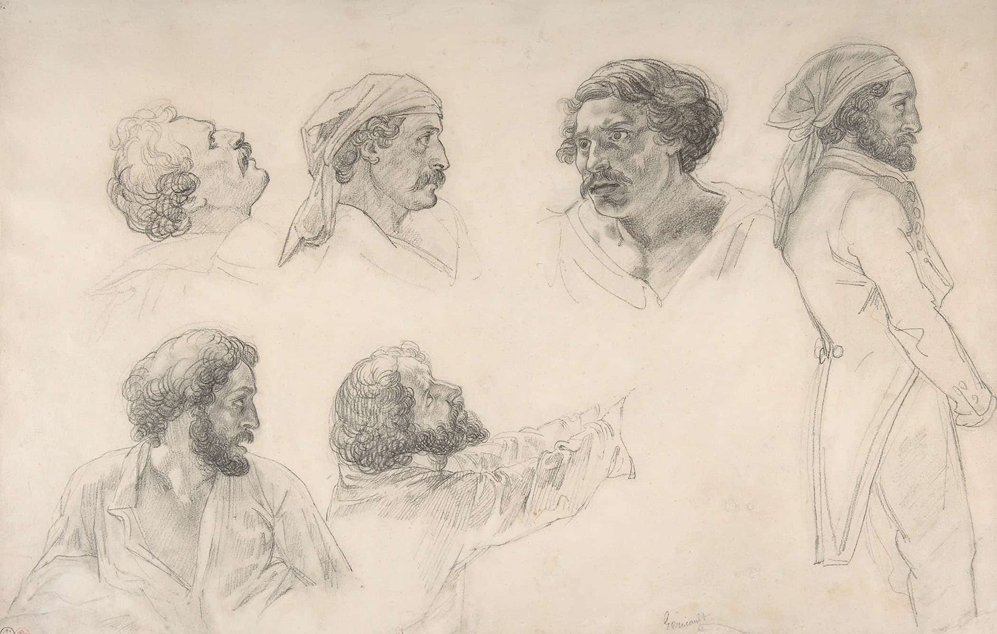 Six Studies For Correard And Savigny In The Raft Of The Medusa Before by Theodore Gericault