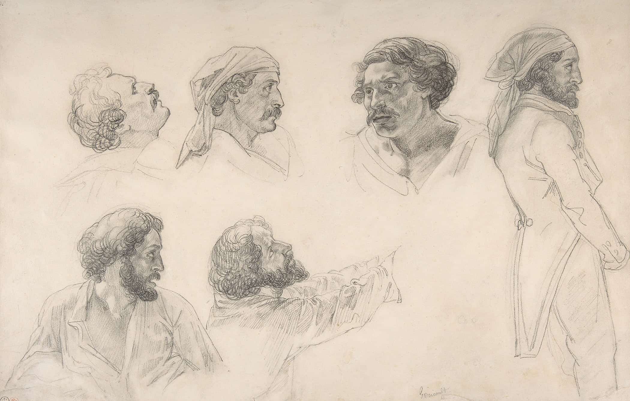 Six Studies For Correard And Savigny In The Raft Of The Medusa Before by Theodore Gericault