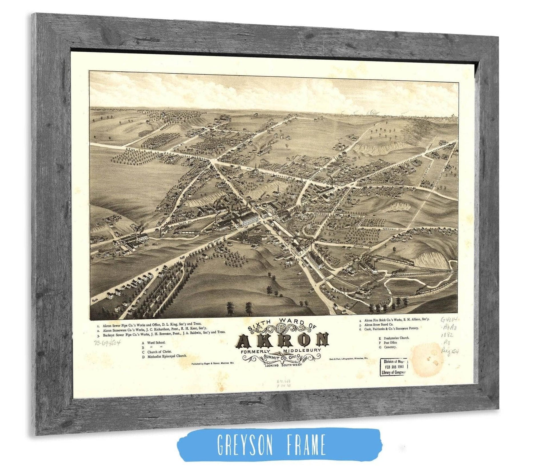 Sixth Ward Of Akron Formerly Middlebury Summit Co Ohio 1882 State of Ohio