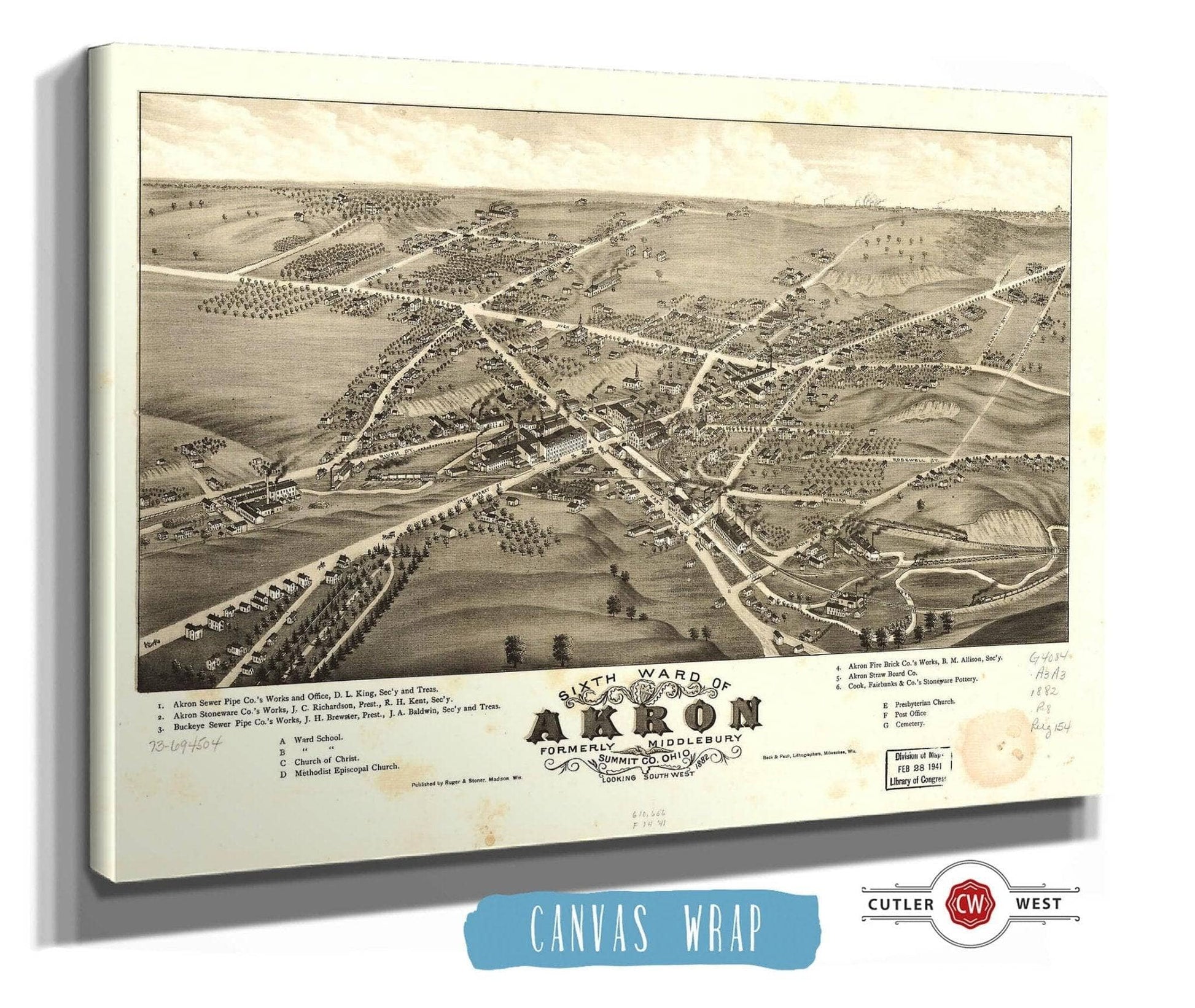 Sixth Ward Of Akron Formerly Middlebury Summit Co Ohio 1882 State of Ohio