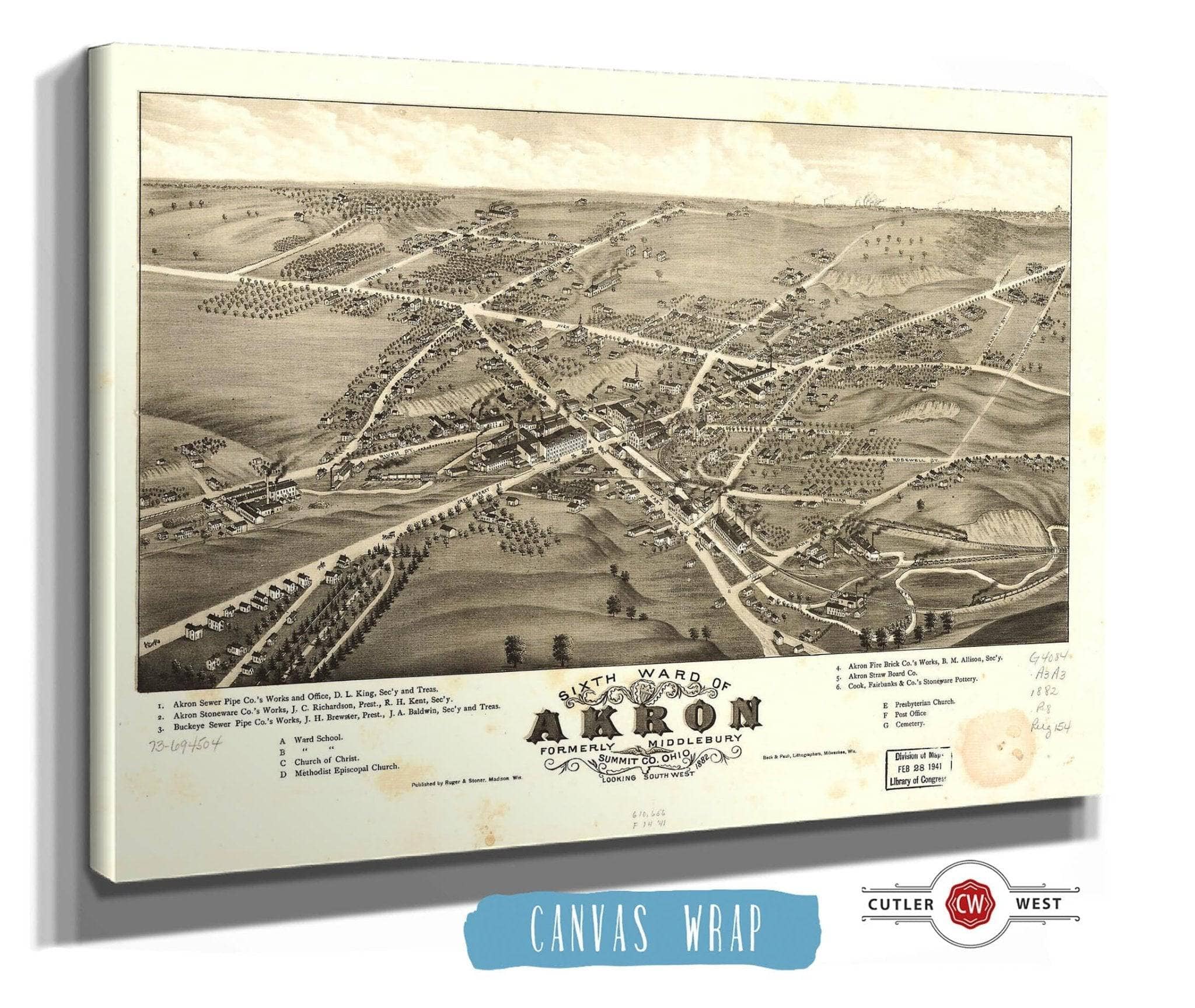 Sixth Ward Of Akron Formerly Middlebury Summit Co Ohio 1882 State of Ohio