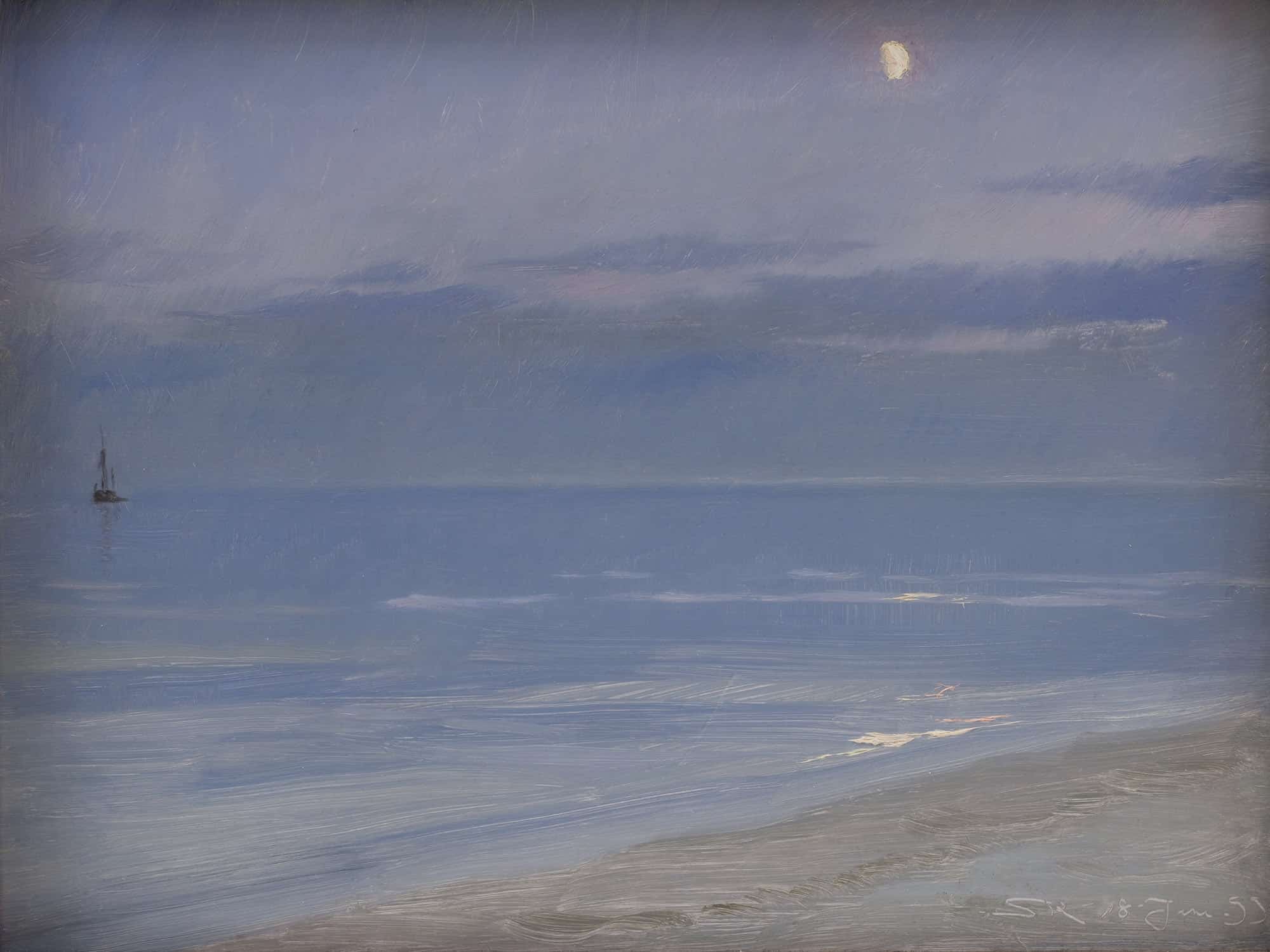 Skagen Beach In Moonlight by Peder Severin Kroyer