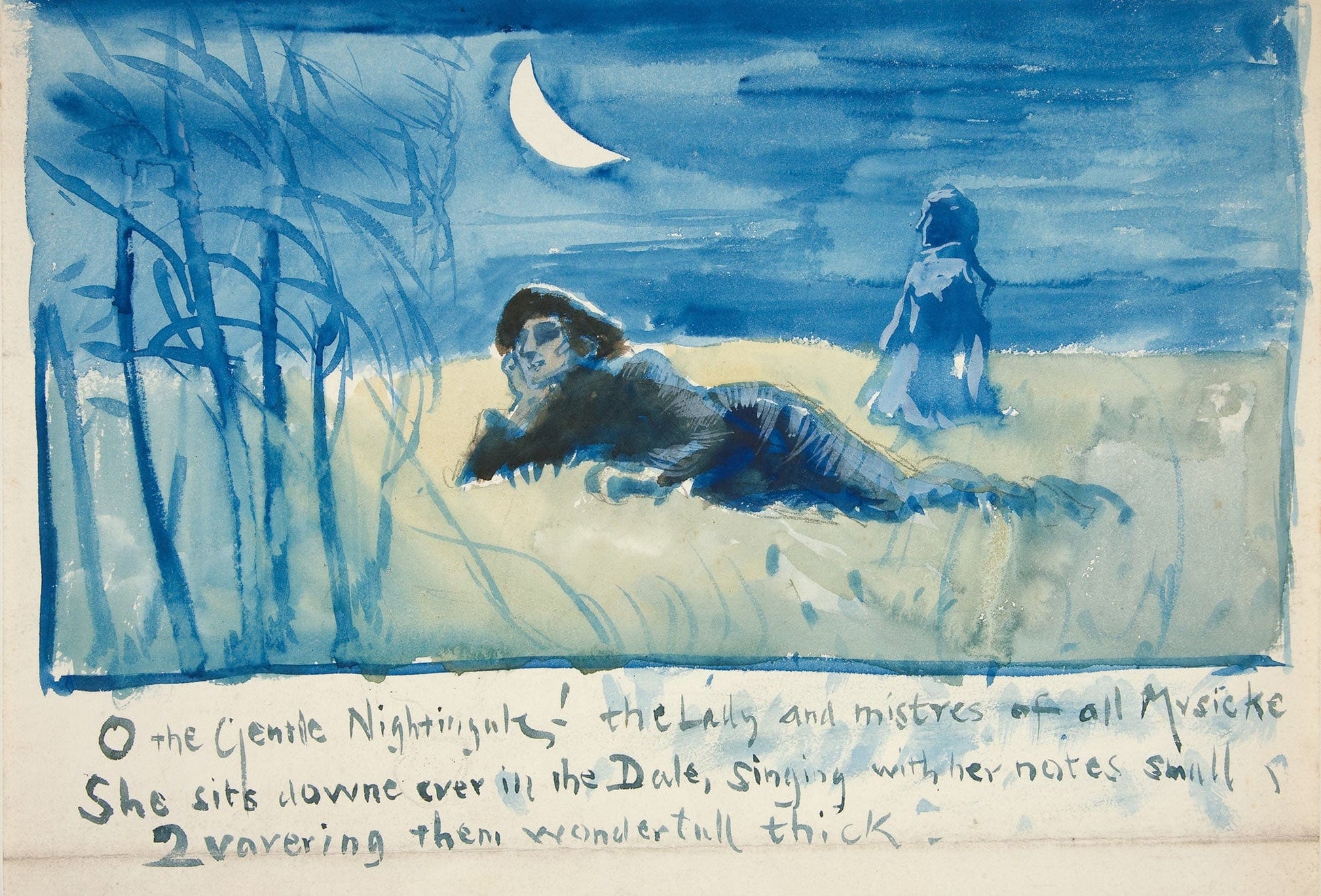 Sketch For O The Gentle Nightingale by Edwin Austin Abbey