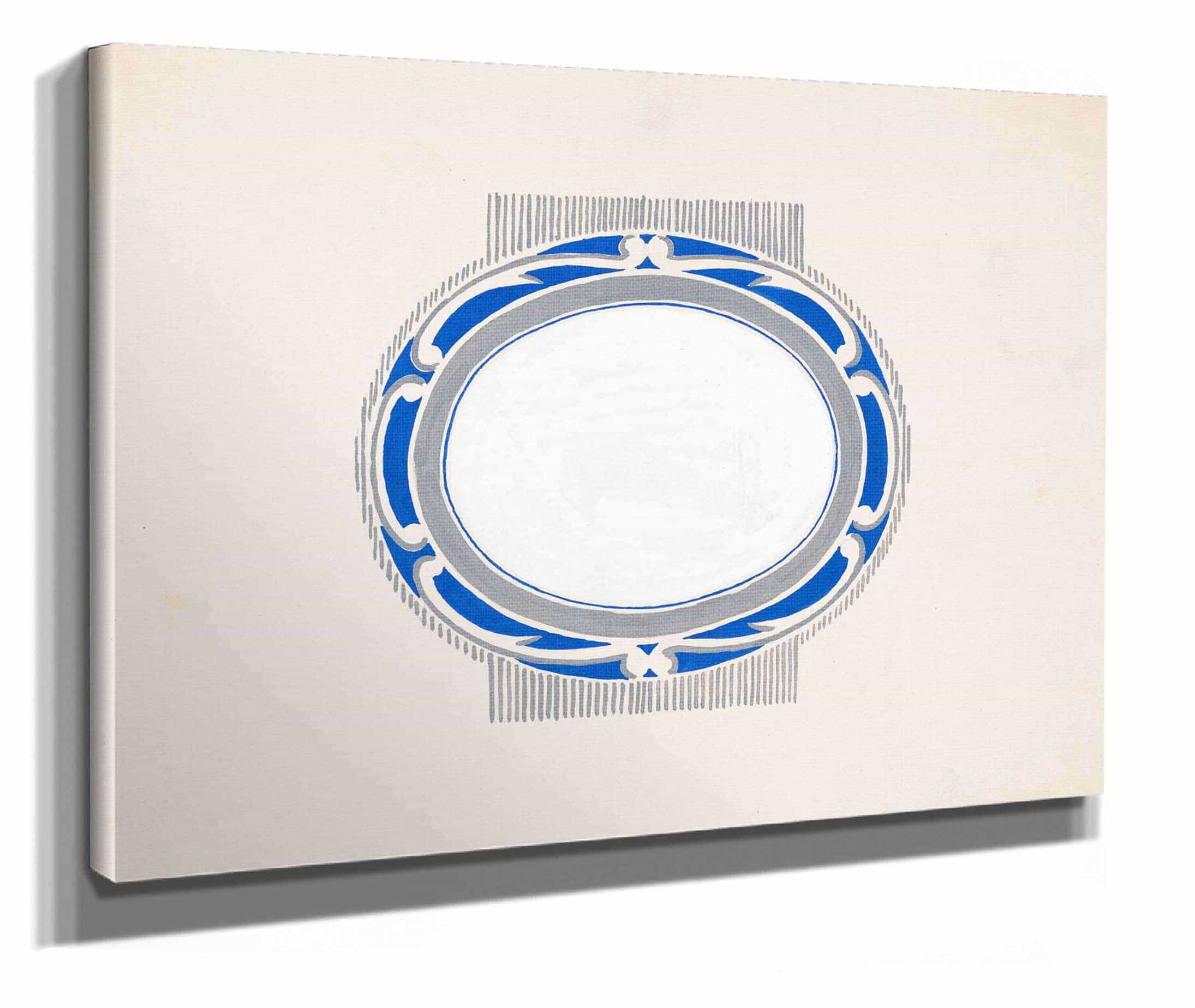 Sketch For Oval Medallion And Ruppert Beer Blue And Silver Logo by Winold Reiss