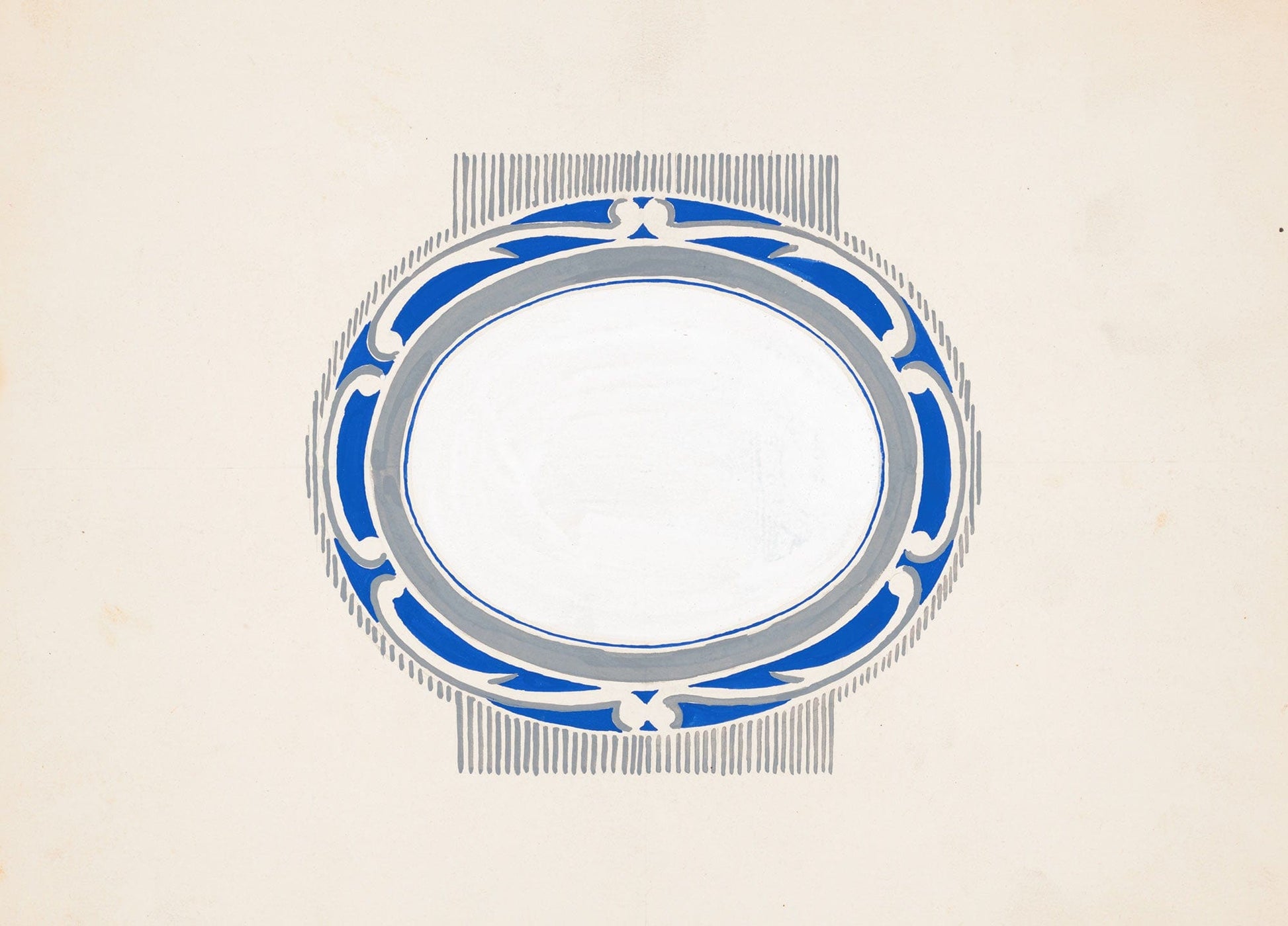 Sketch For Oval Medallion And Ruppert Beer Blue And Silver Logo by Winold Reiss