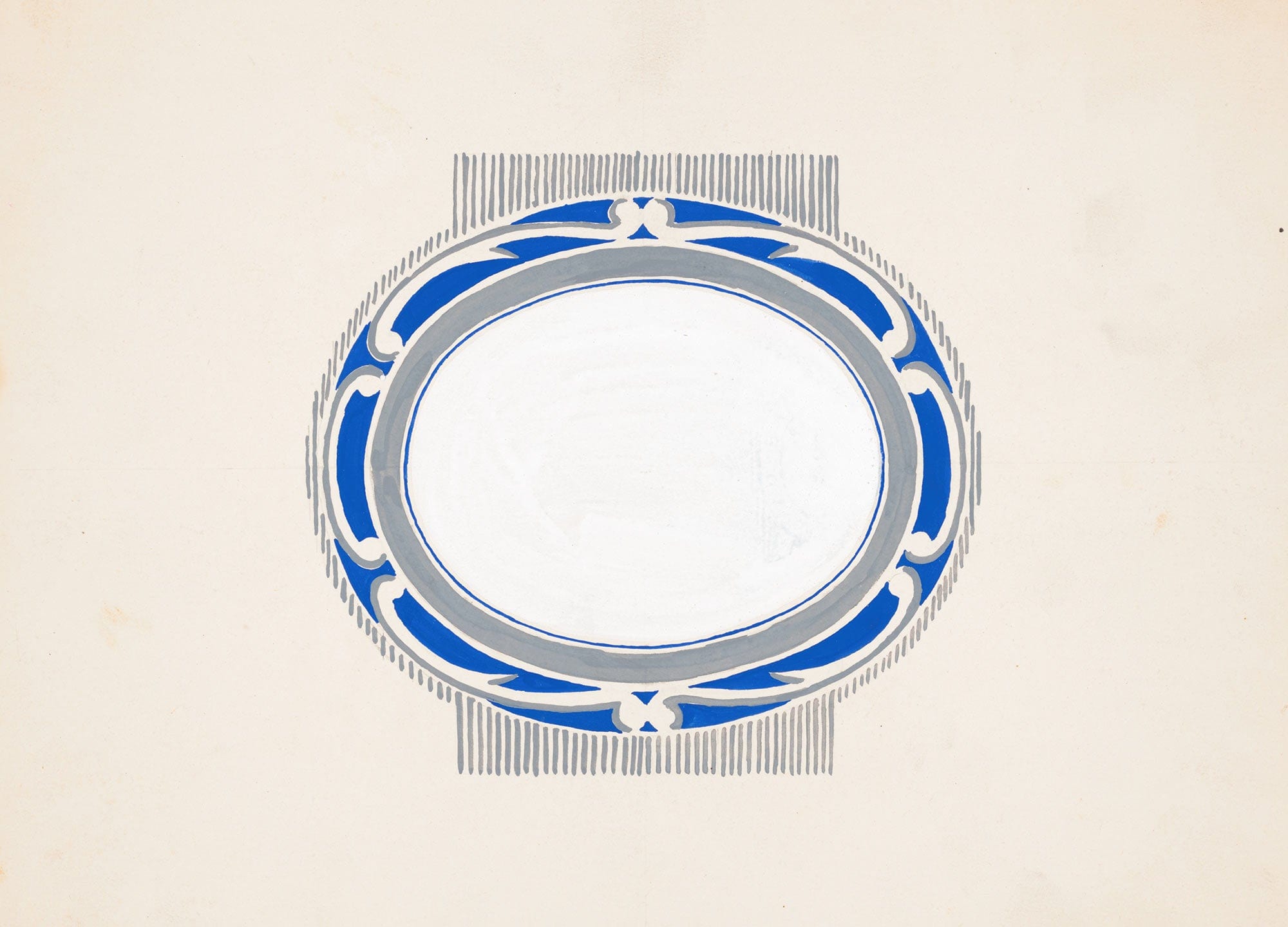 Sketch For Oval Medallion And Ruppert Beer Blue And Silver Logo by Winold Reiss