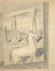 Sketch For The Painting Lonely Horse by Cyprian Majernik