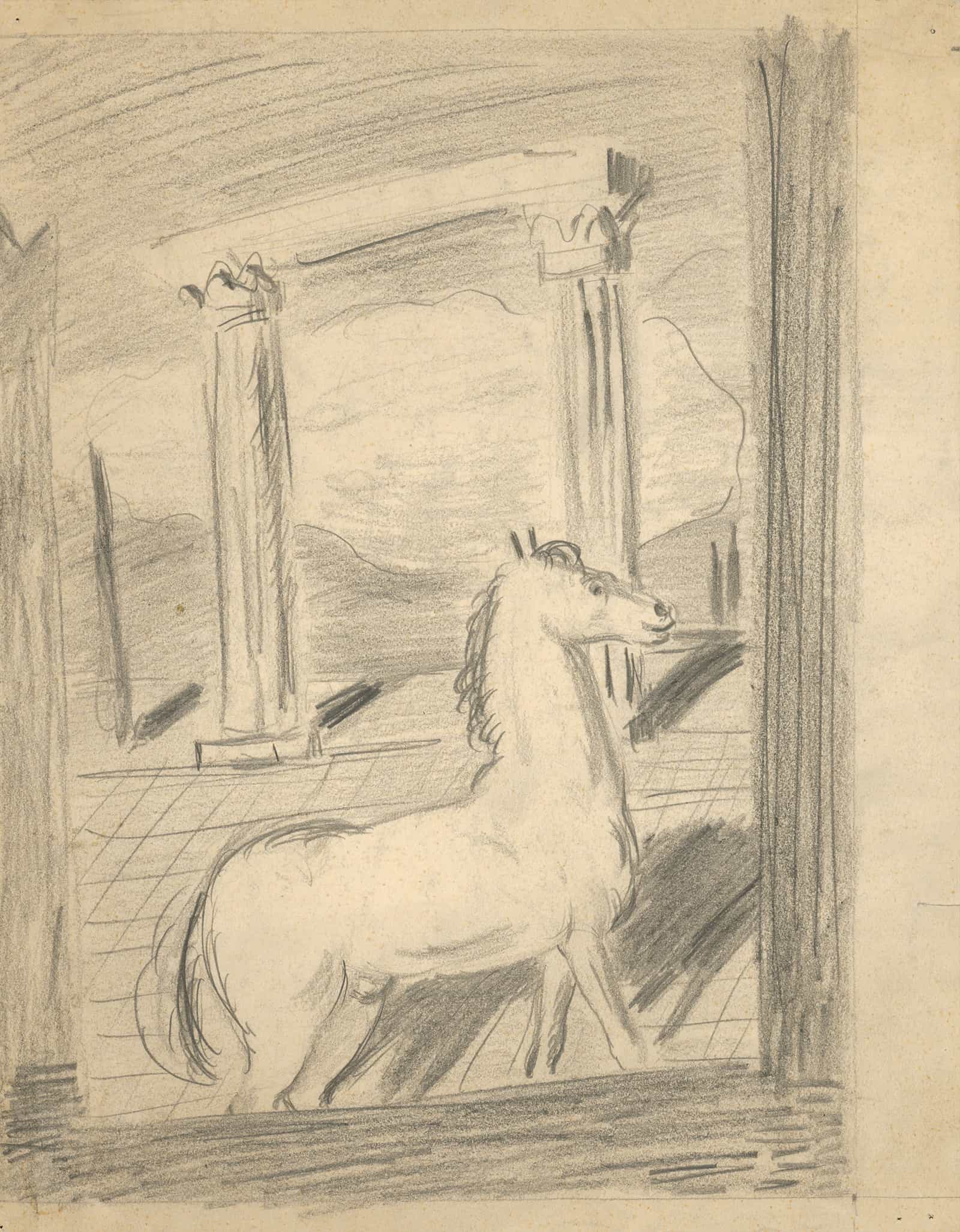 Sketch For The Painting Lonely Horse by Cyprian Majernik