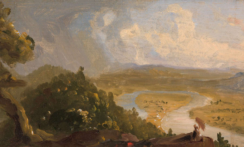 Sketch For View From Mount Holyoke Northampton Massachusetts After A Thunderstorm The Oxbow by Thomas Cole