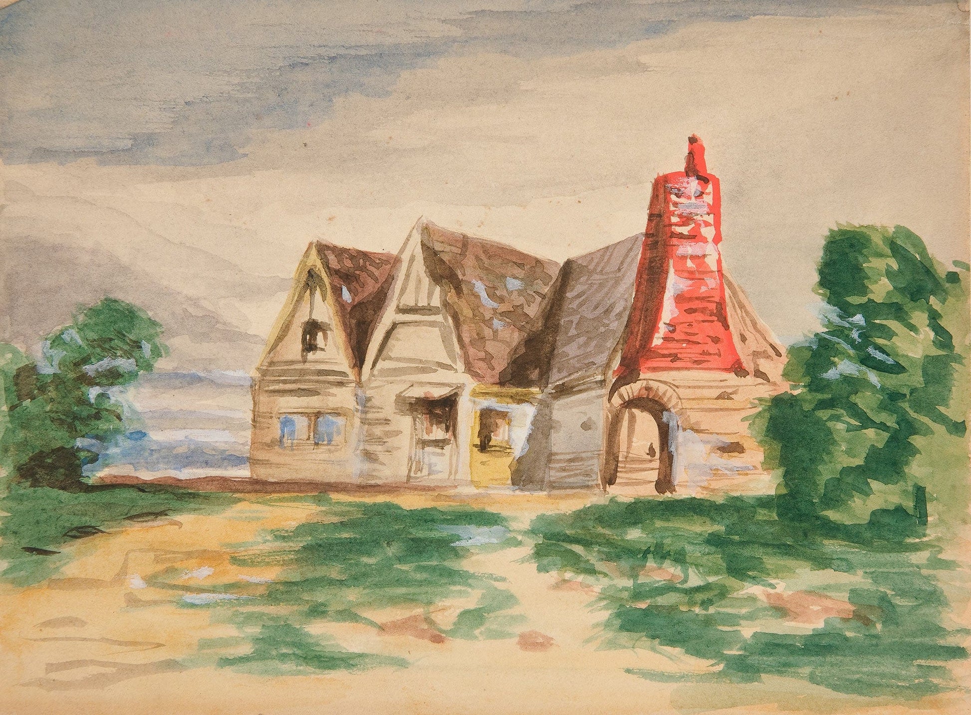 Sketch Of A Country Cottage by Edwin Austin Abbey