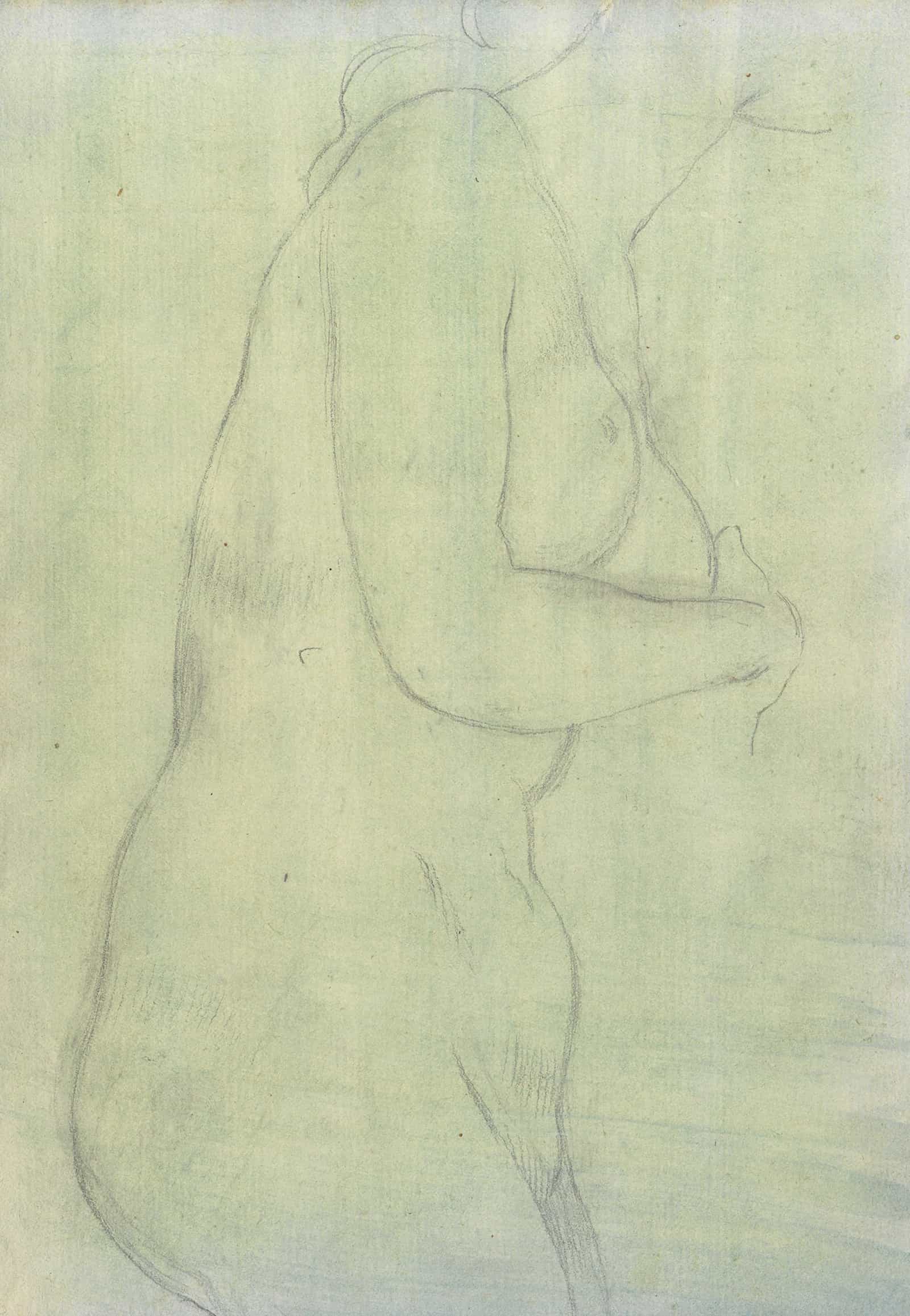 Sketch Of A Female Nude Resembling The Medici Venus   by Joseph Wright Of Derby