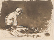 Sketch Of A Man Sitting Half Naked From A Side View In Prison I by Ladislav Mednyanszky