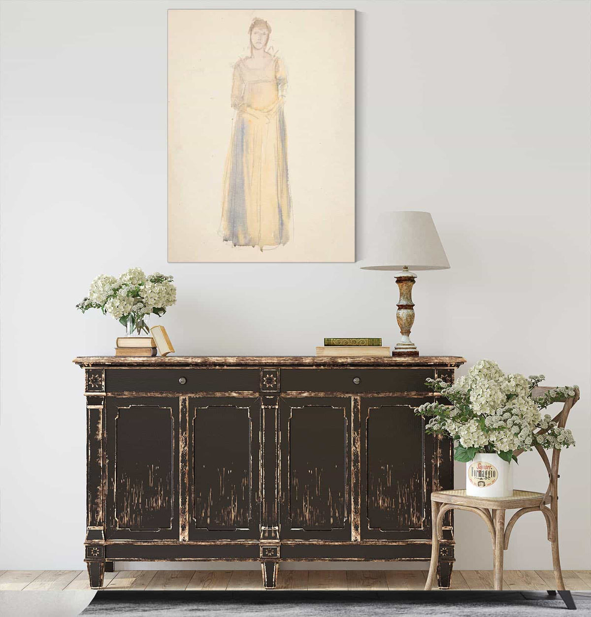 Sketch Of A Woman Dressed In Yellow by Edwin Austin Abbey