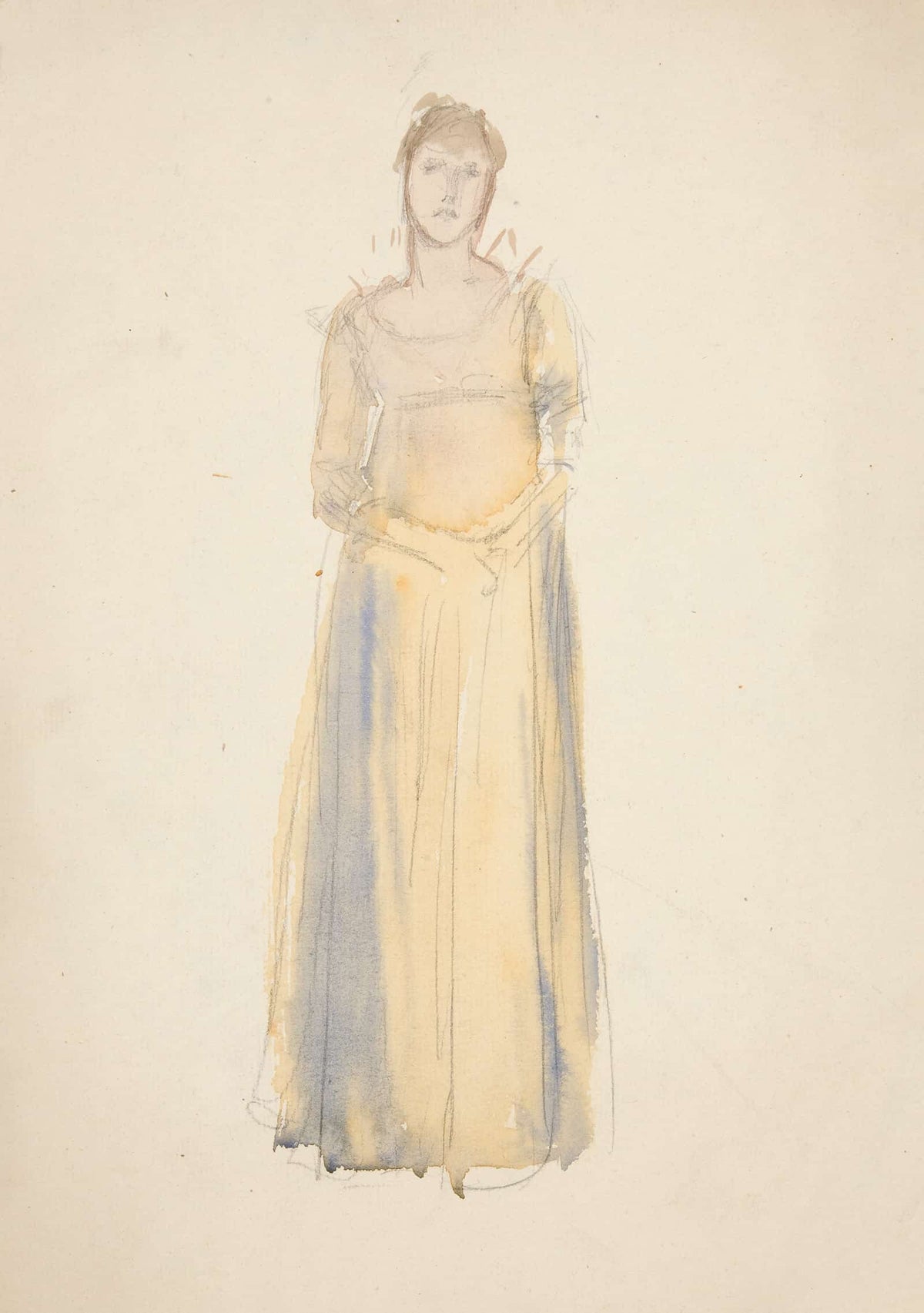 Sketch Of A Woman Dressed In Yellow by Edwin Austin Abbey