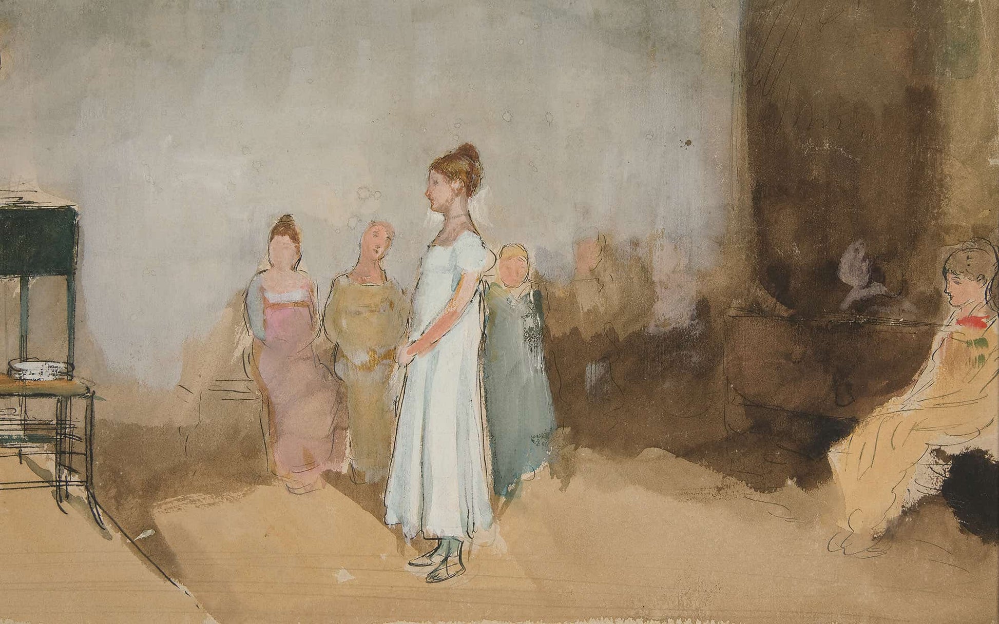 Sketch Of A Woman In An Interior by Edwin Austin Abbey