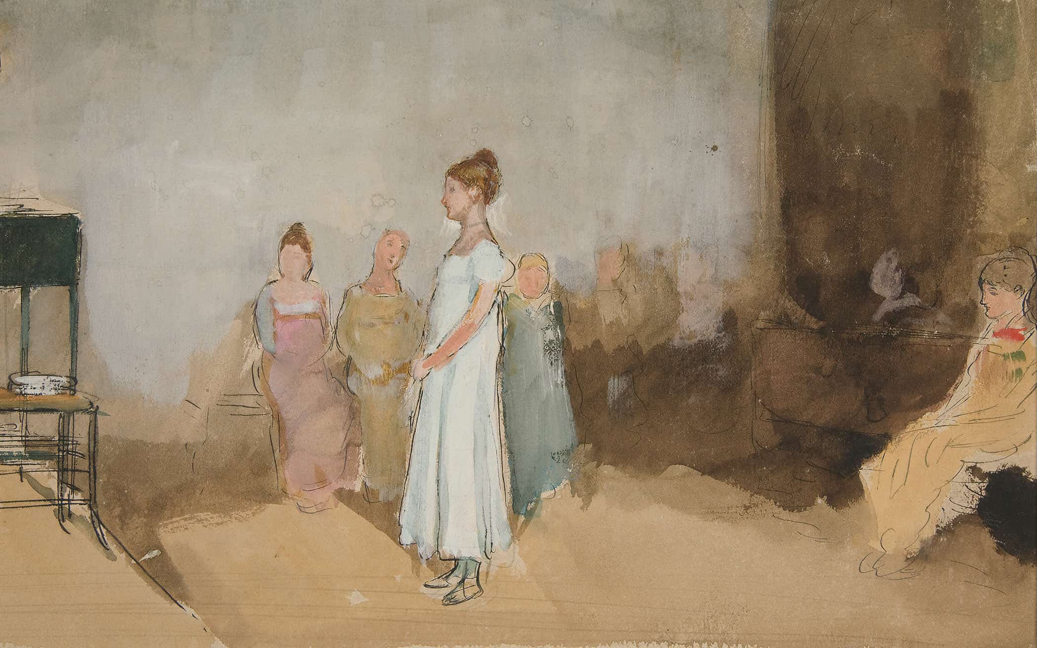 Sketch Of A Woman In An Interior by Edwin Austin Abbey