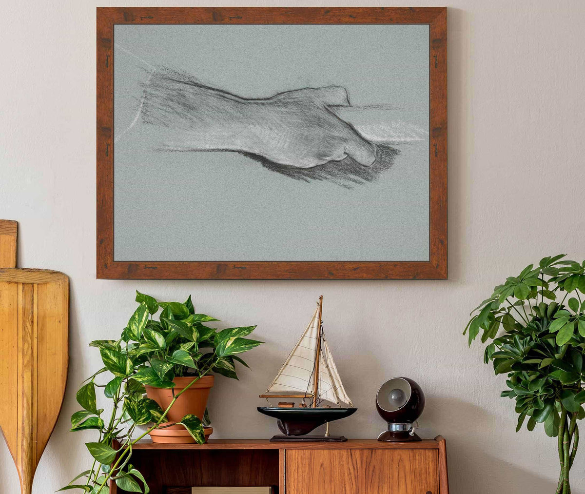 Sketch Of One Hand Grasping A Pole by Edwin Austin Abbey