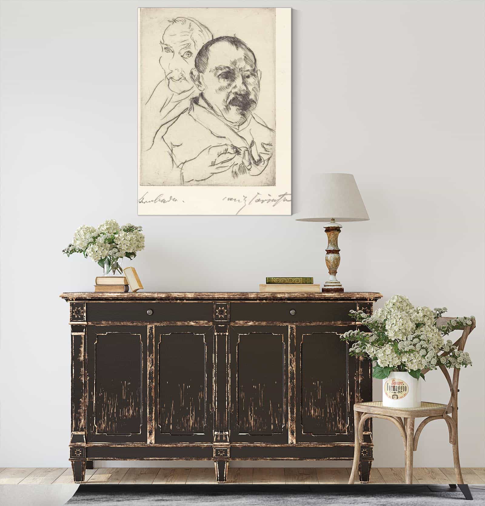 Sketch Of Two Male Heads Self Portraits by Lovis Corinth