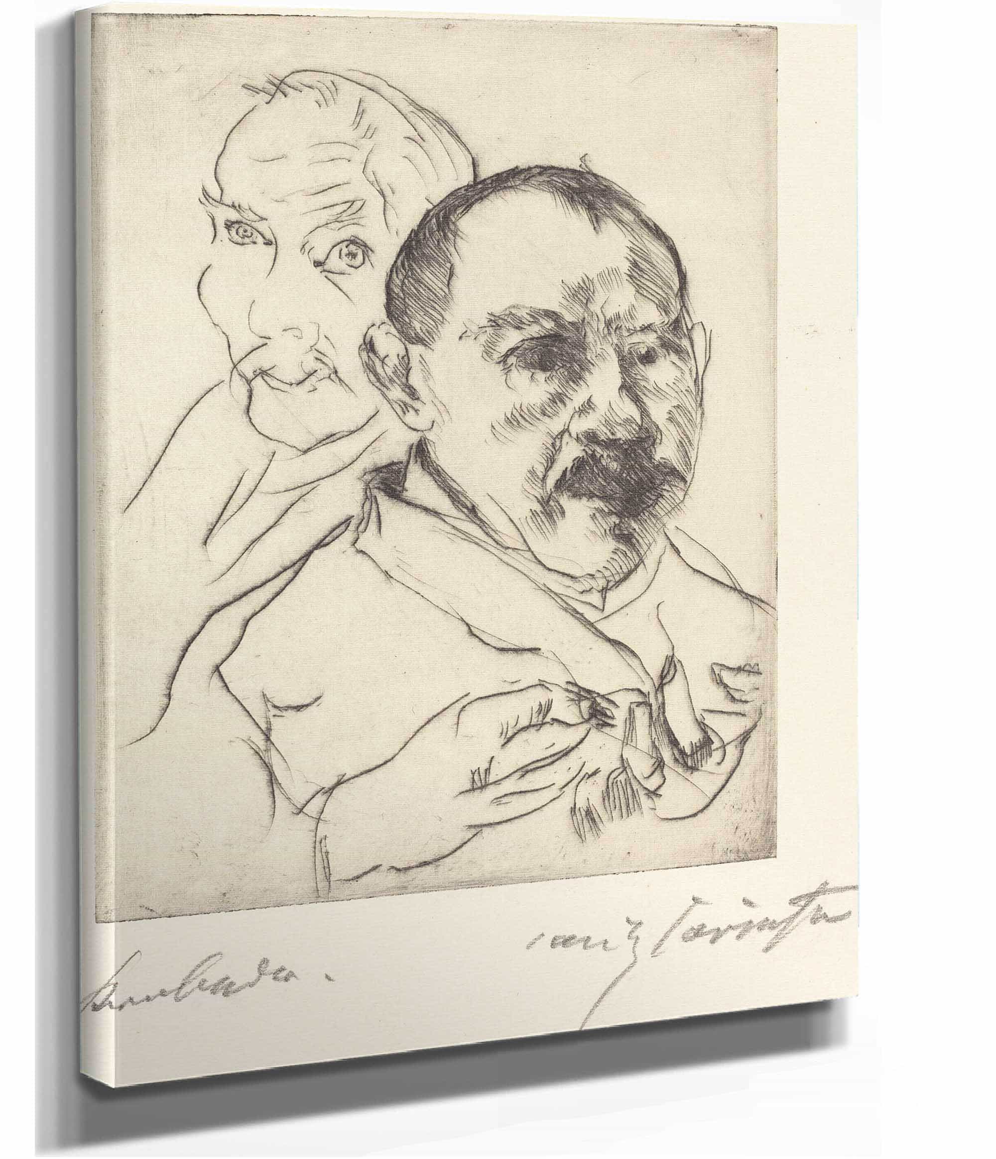 Sketch Of Two Male Heads Self Portraits by Lovis Corinth