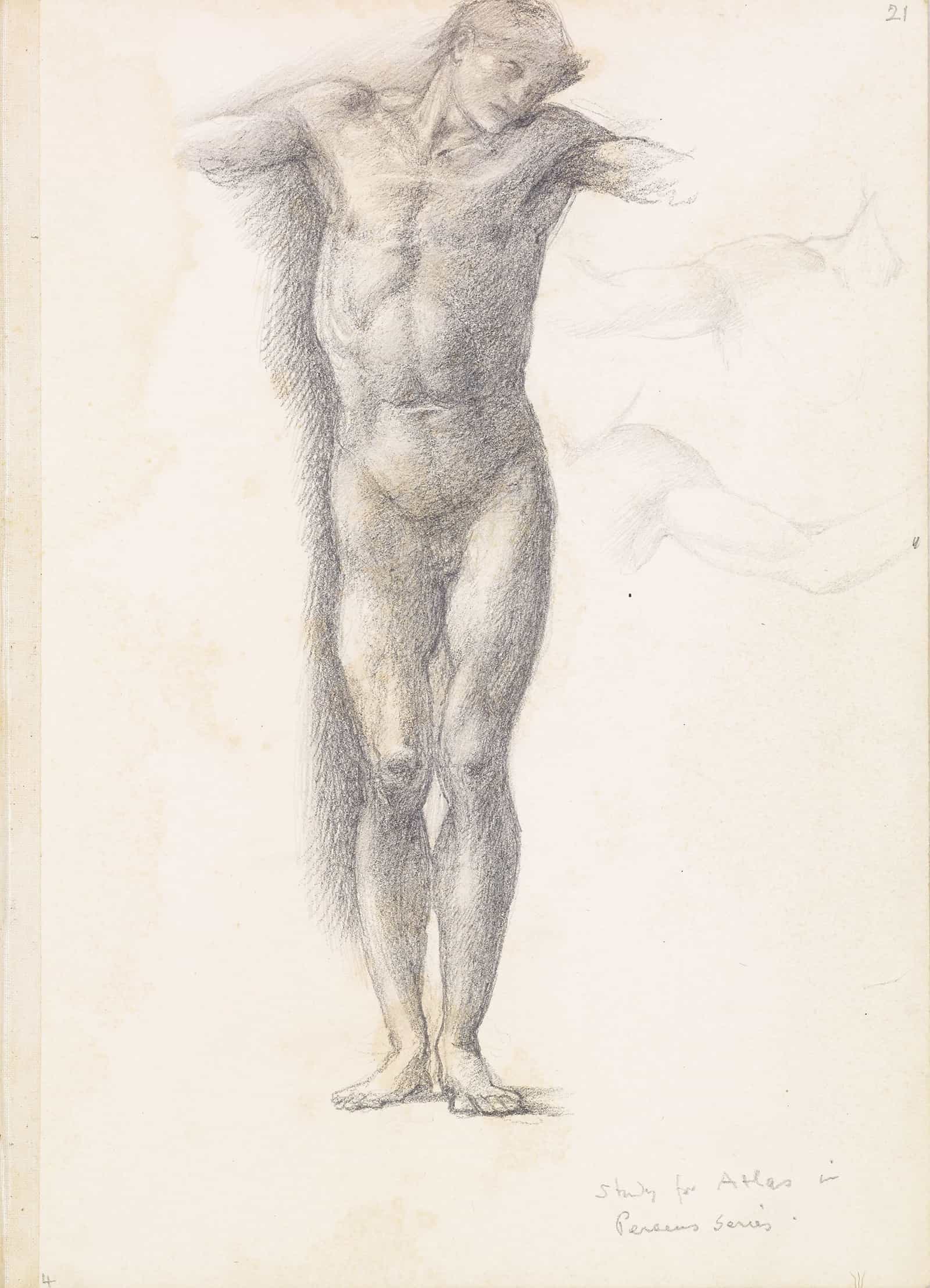 Sketchbook Study For Atlas In Atlas Turned To Stone by Sir Edward Coley Burne Jones