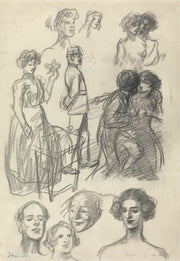 Sketches For Lovers On A Bench by Theophile Alexandre Steinlen