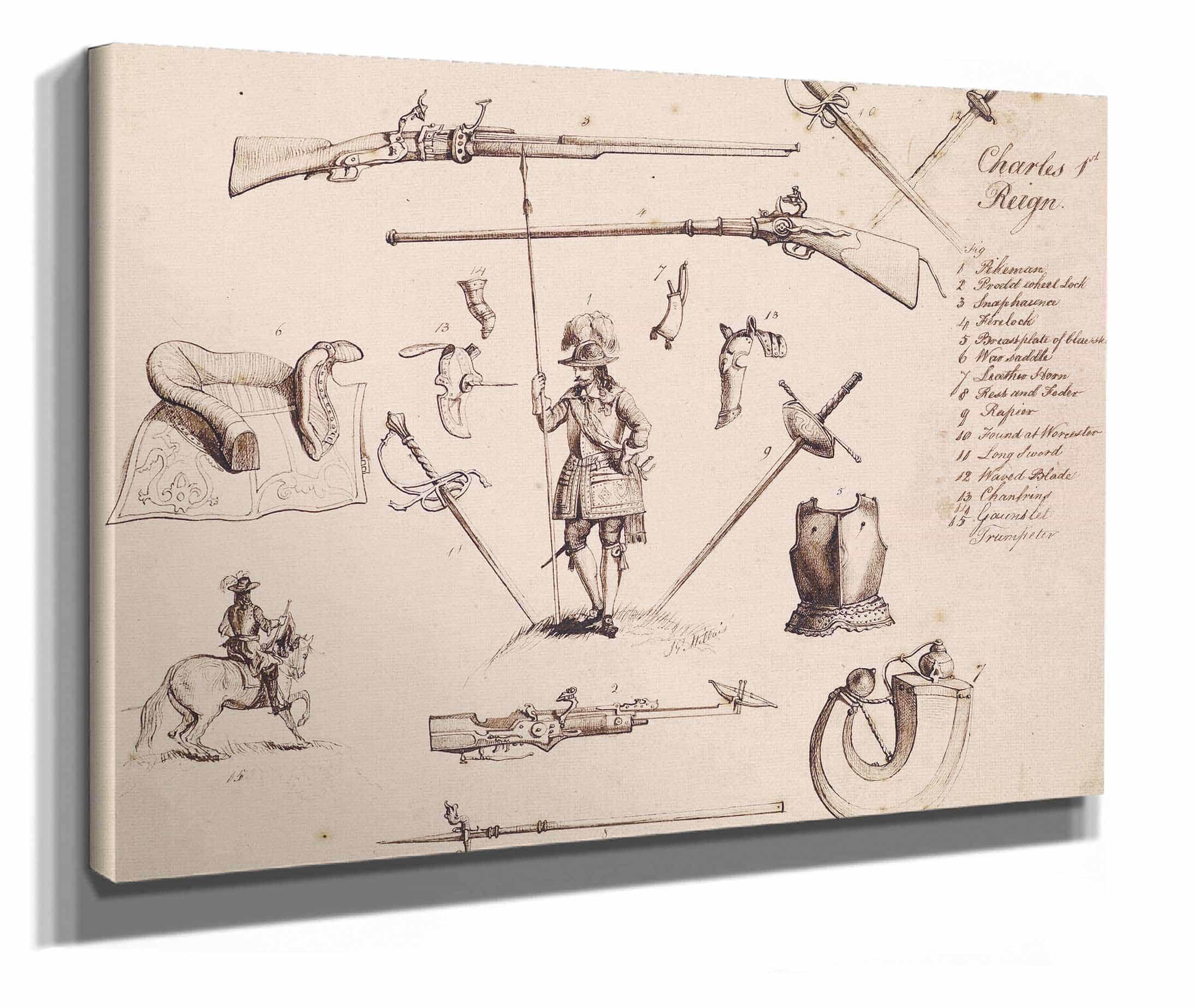 Sketches Of Armour Study For Charles I by Sir John Everett Millais