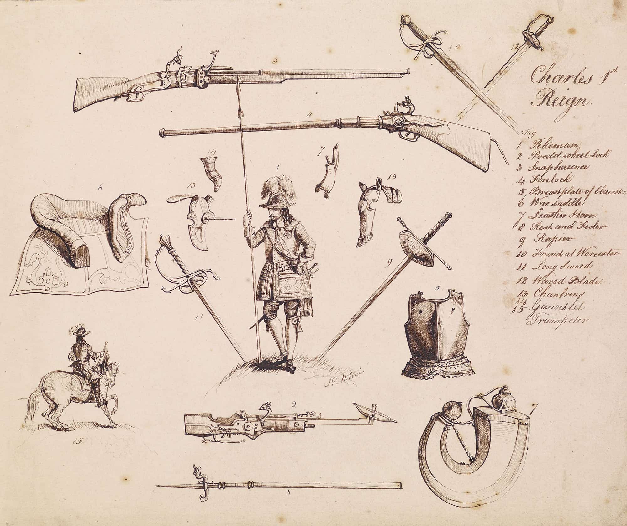 Sketches Of Armour Study For Charles I by Sir John Everett Millais
