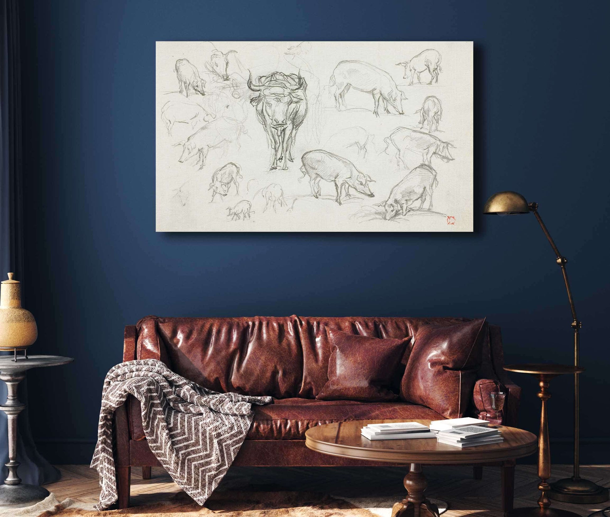 Sketches Of Swine And An Ox by Charles Francois Daubigny