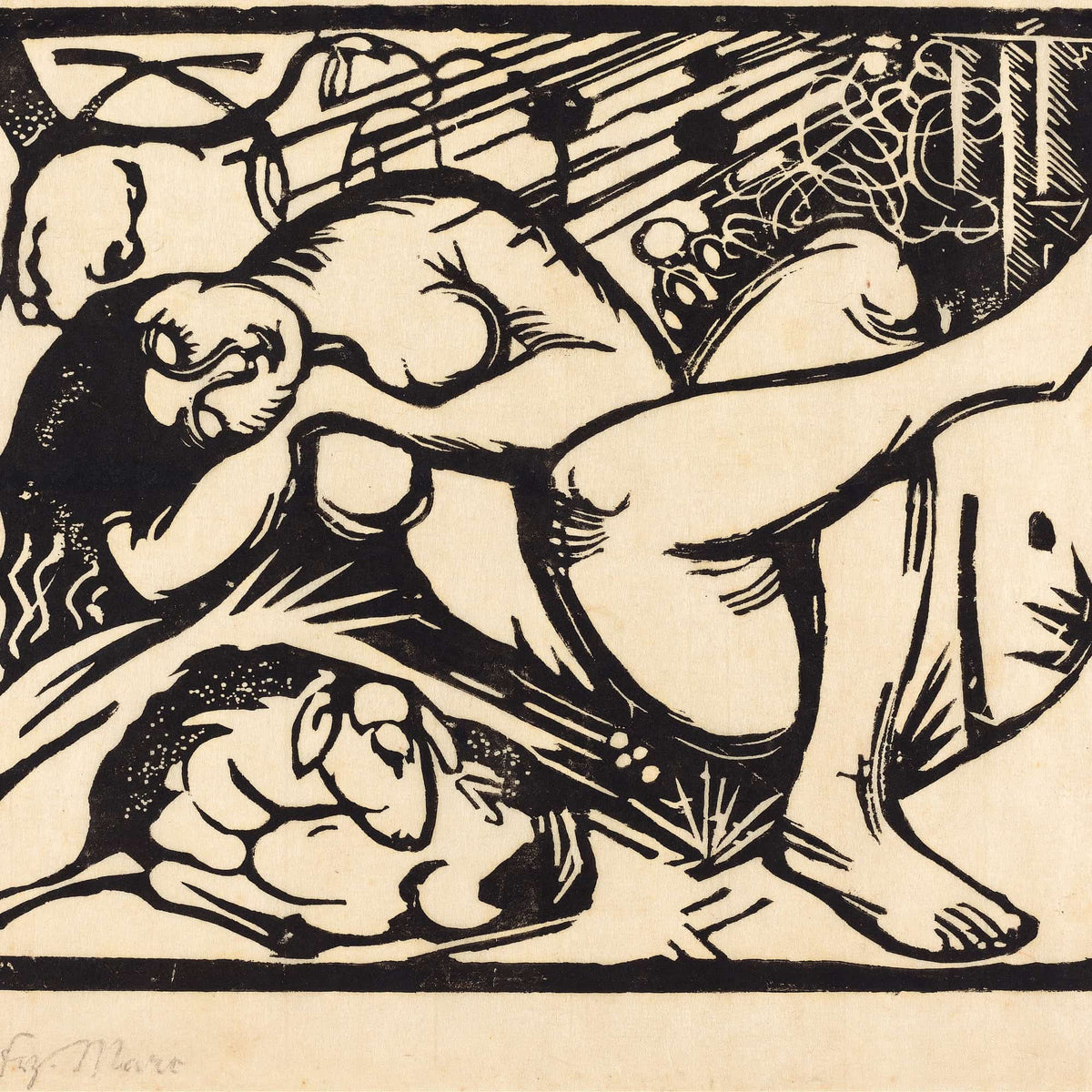 Sleeping Shepherdess Schlafende Hirtin by Franz Marc