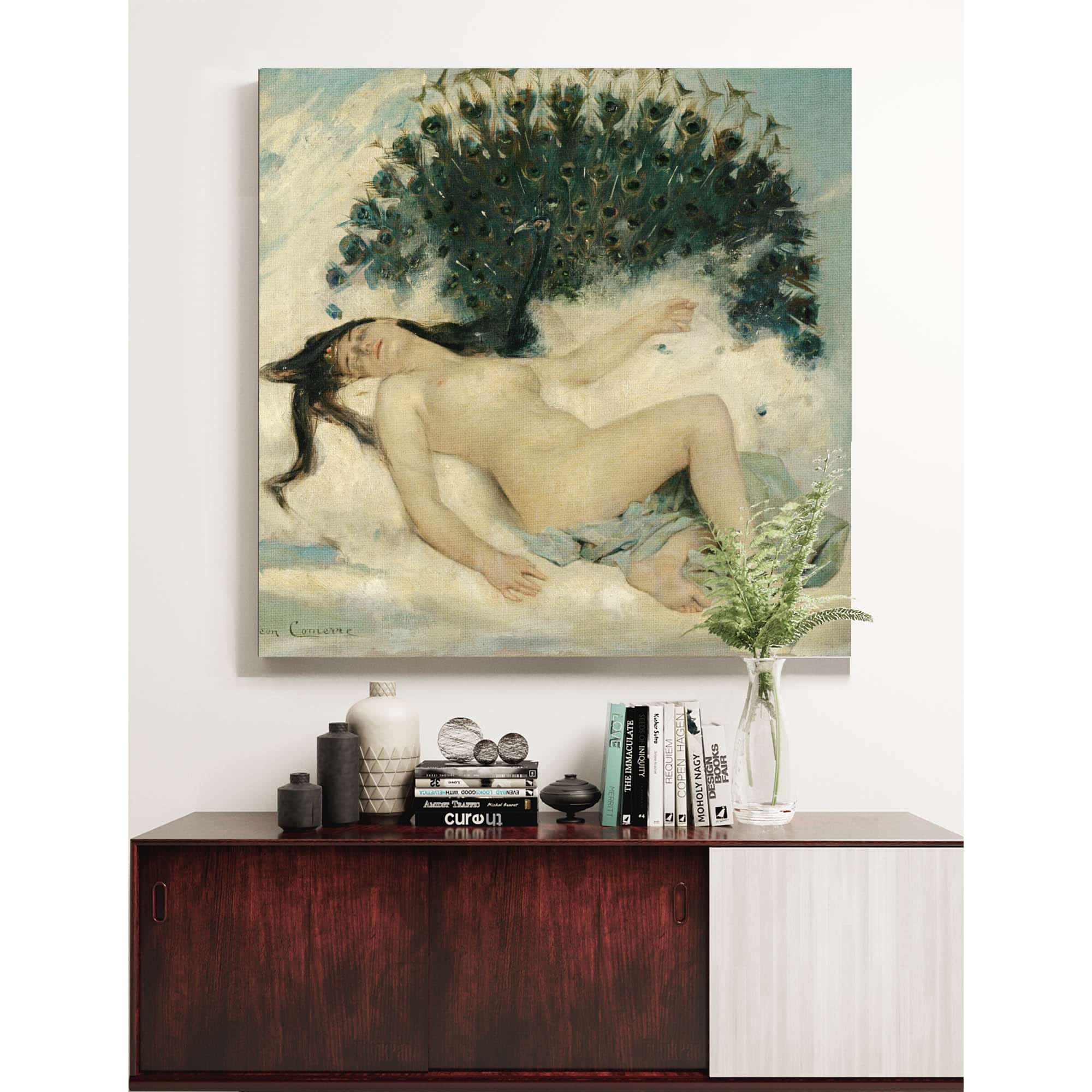 Sleeping Woman With A Peacock by Leon Francois Comerre