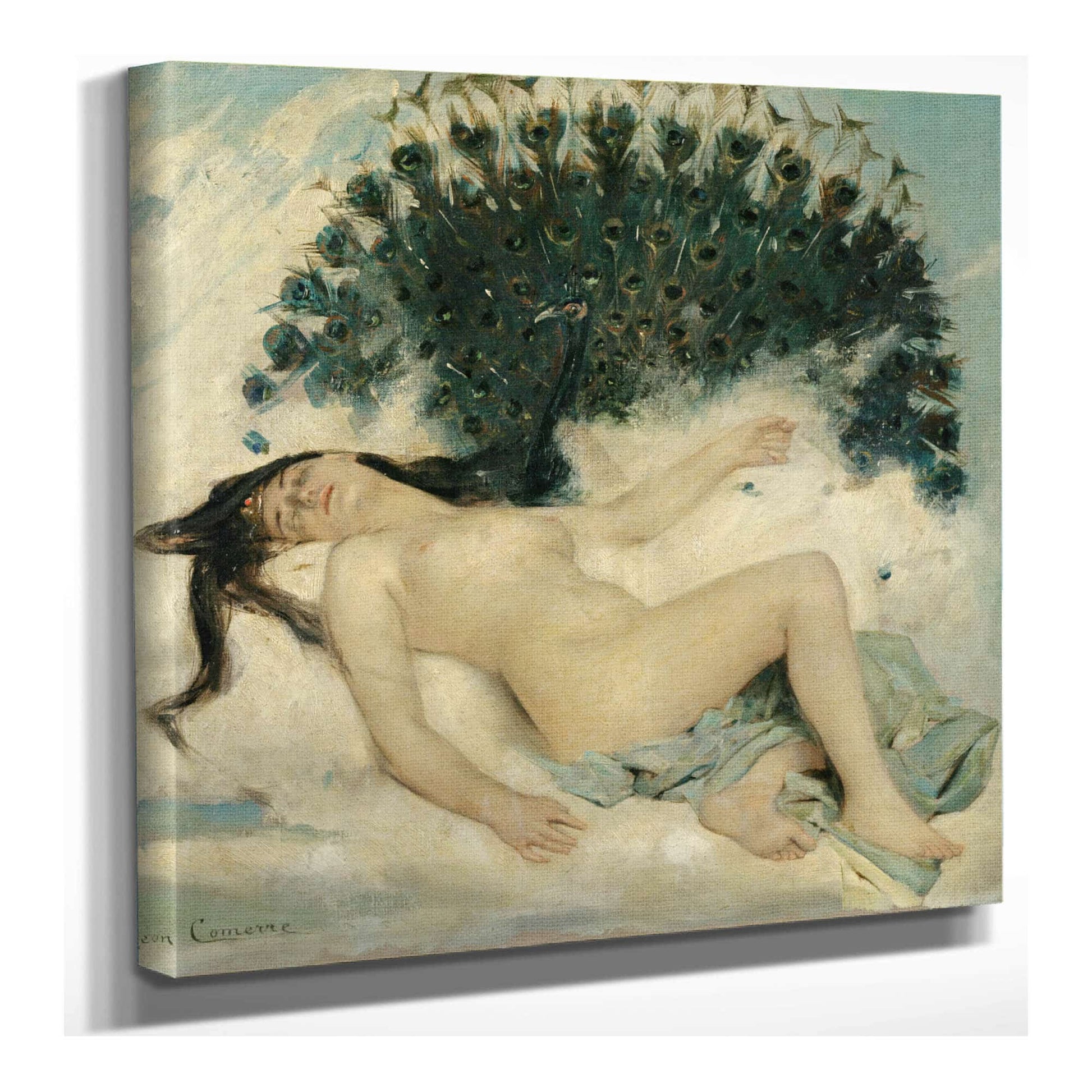 Sleeping Woman With A Peacock by Leon Francois Comerre