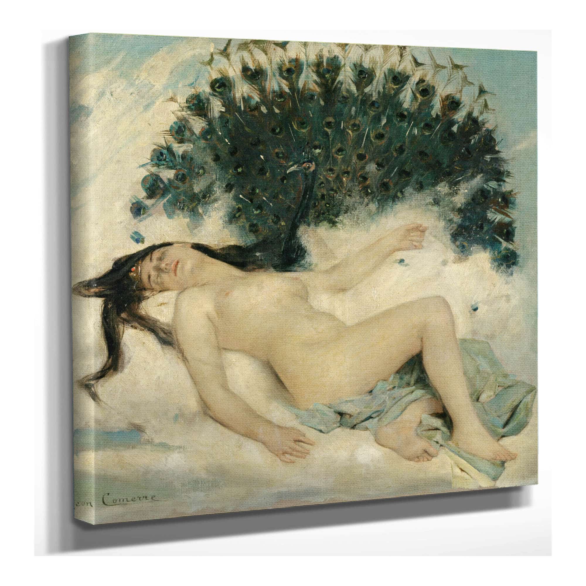 Sleeping Woman With A Peacock by Leon Francois Comerre