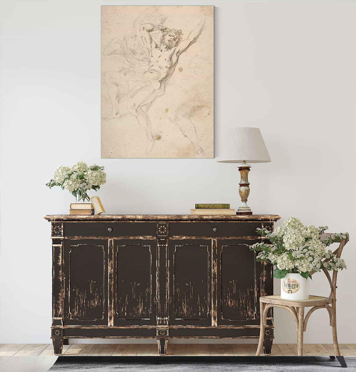 Slight Sketch Of Head And Shoulders Of Man In Lead Pencil   by Salvator Rosa