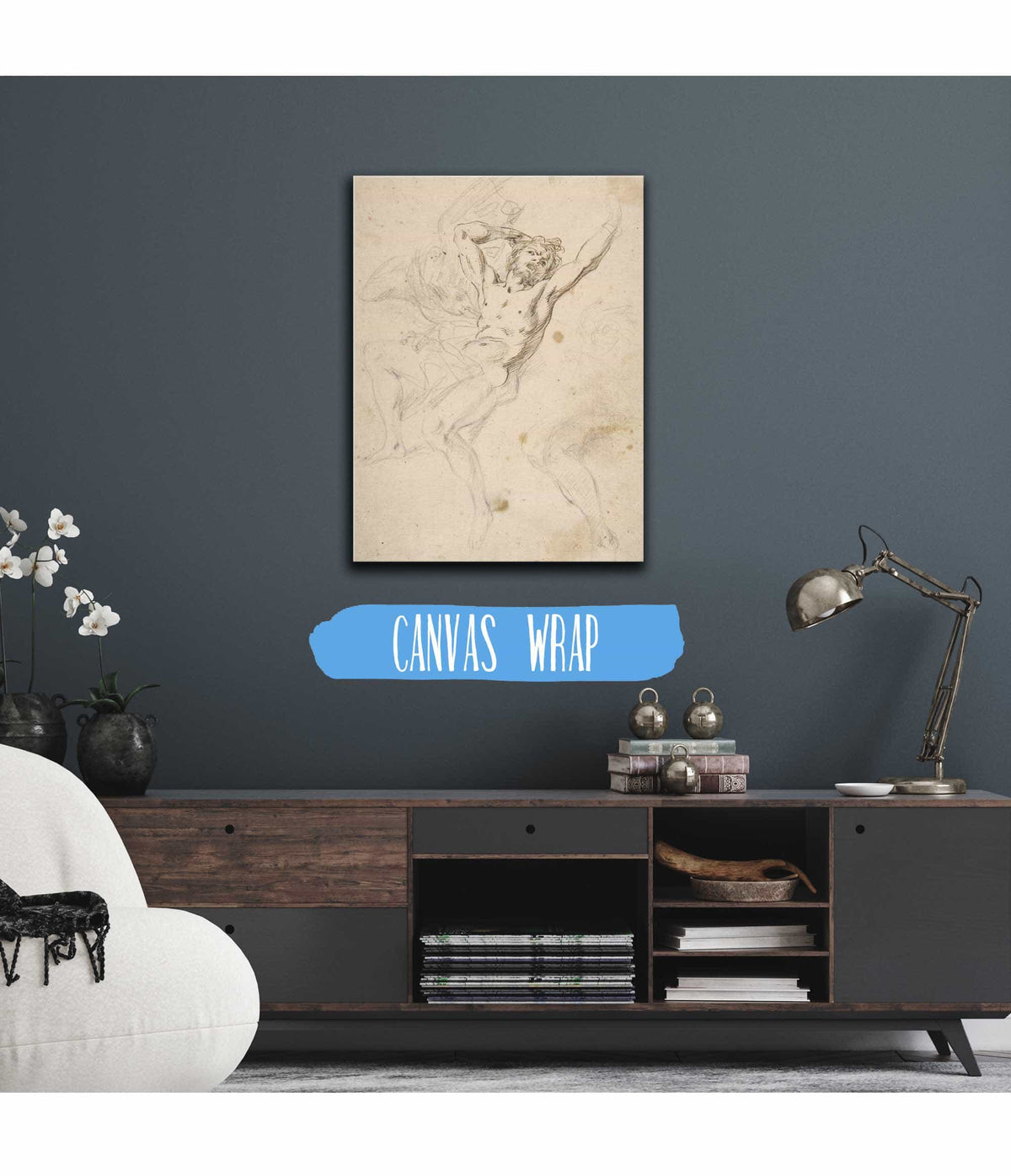 Slight Sketch Of Head And Shoulders Of Man In Lead Pencil   by Salvator Rosa