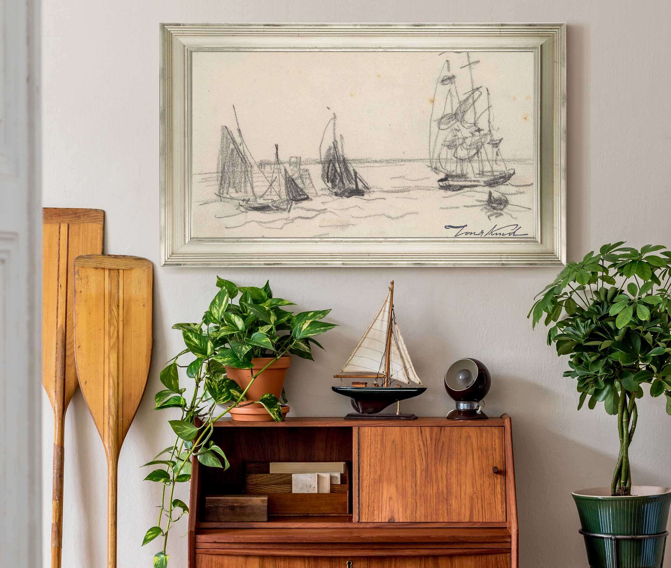 Small Sailboats And A Three Master by Johan Barthold Jongkind