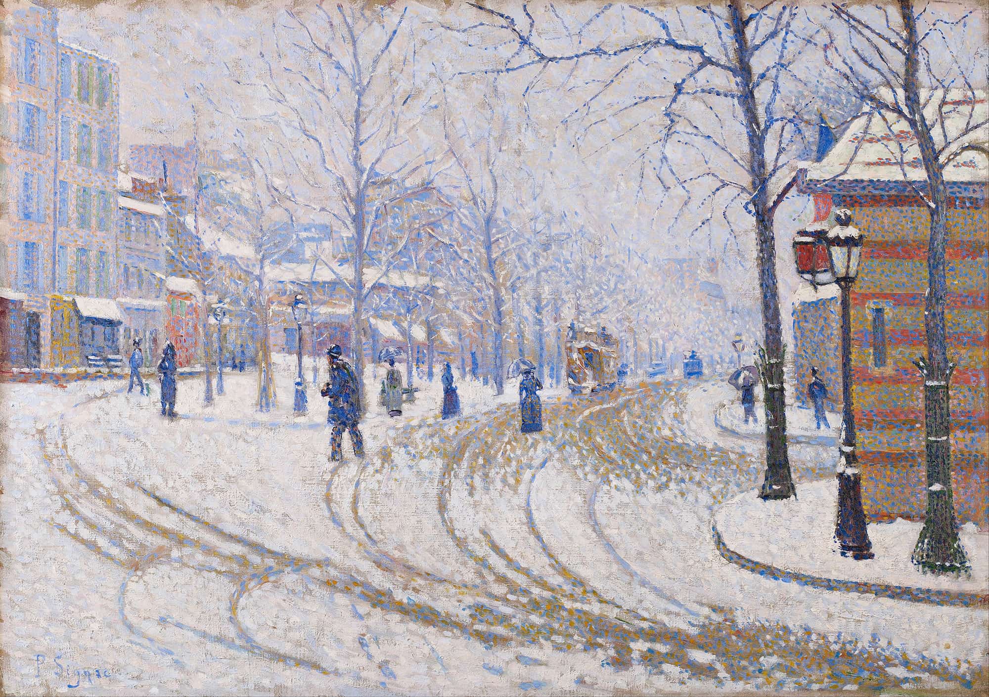 Snow Boulevard De Clichy Paris by Paul Signac
