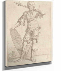 Soldier En Face Shouldering A Pike And Holding A Shield  by Salvator Rosa