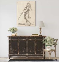 Soldier Holding A Cane With Both Hands Walking Toward The Left  by Salvator Rosa