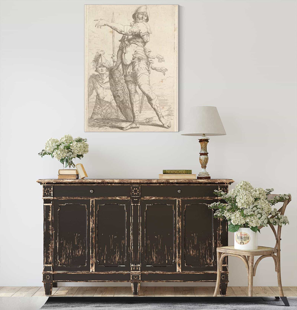 Soldier Holding A Shield With The Head Of Medusa  by Salvator Rosa