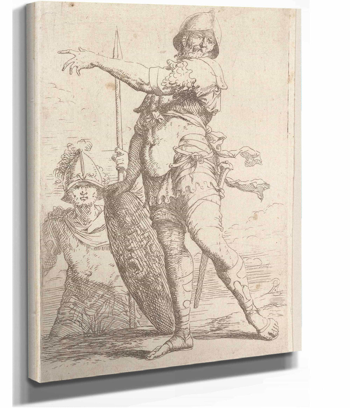 Soldier Holding A Shield With The Head Of Medusa  by Salvator Rosa