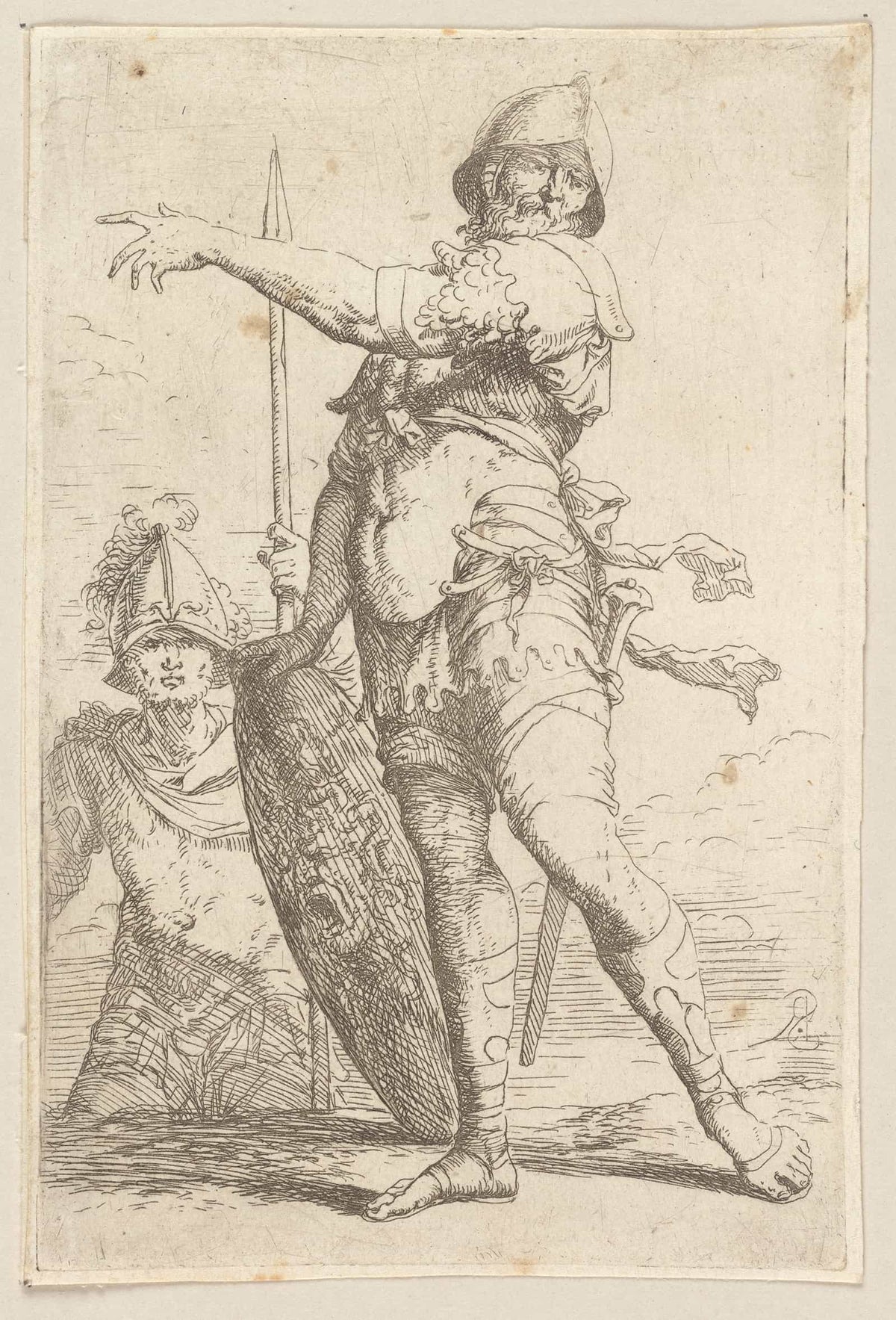 Soldier Holding A Shield With The Head Of Medusa  by Salvator Rosa