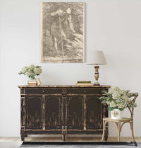 Soldier In Helmet And Armor Regarding A Stream  by Salvator Rosa