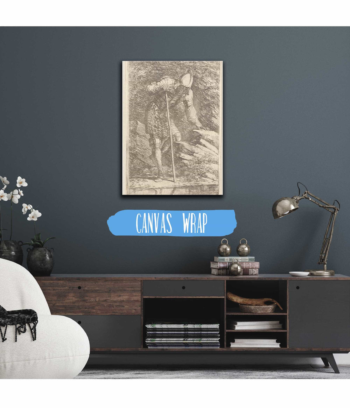 Soldier In Helmet And Armor Regarding A Stream  by Salvator Rosa