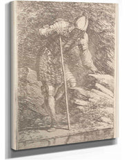 Soldier In Helmet And Armor Regarding A Stream  by Salvator Rosa