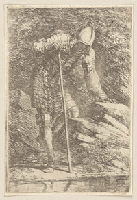Soldier In Helmet And Armor Regarding A Stream  by Salvator Rosa