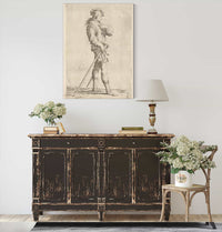 Soldier In Profile With Sword And Cane Facing Right  by Salvator Rosa