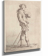 Soldier In Profile With Sword And Cane Facing Right  by Salvator Rosa