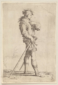 Soldier In Profile With Sword And Cane Facing Right  by Salvator Rosa