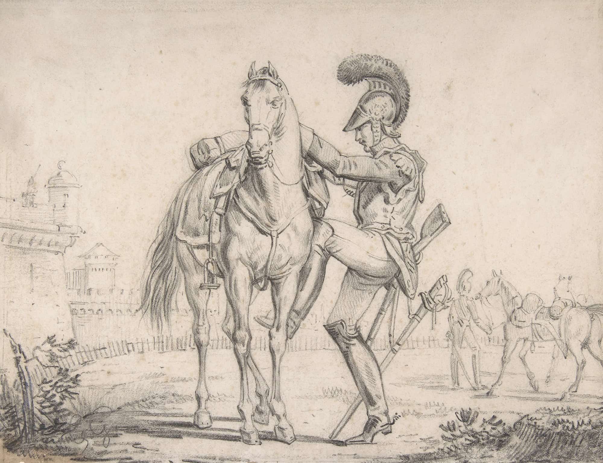Soldier Mounting A Horse by Theodore Gericault
