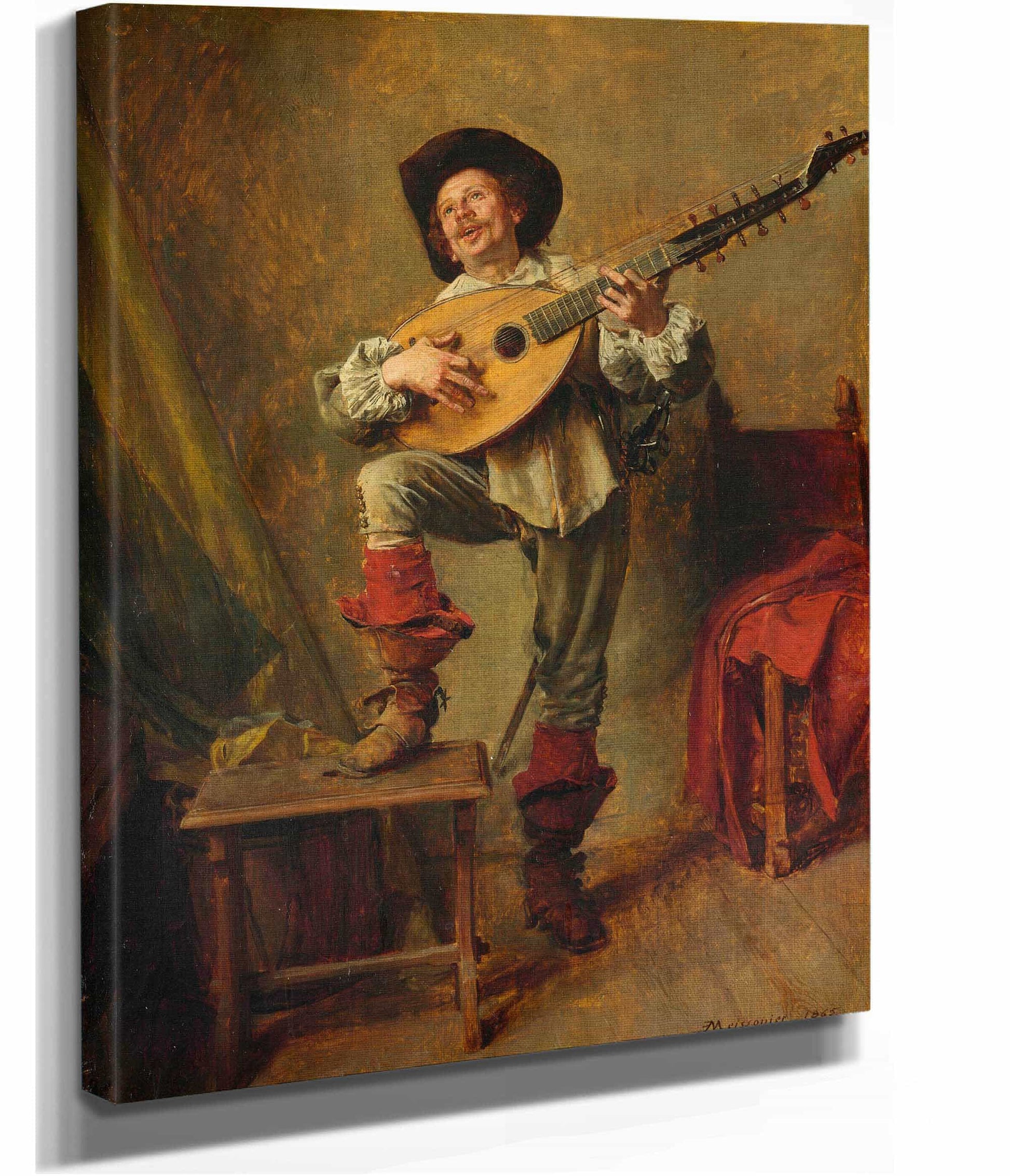 Soldier Playing The Theorbo by Ernest Meissonier